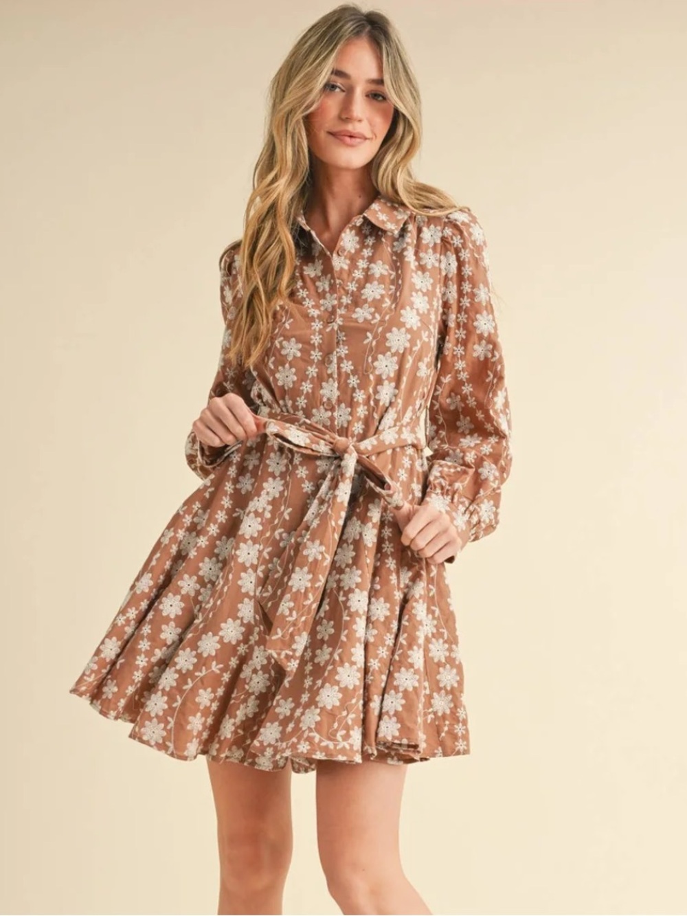 NWT Floral Embroidery Button Down
Flared Mini Dress - Picture 2 of 13